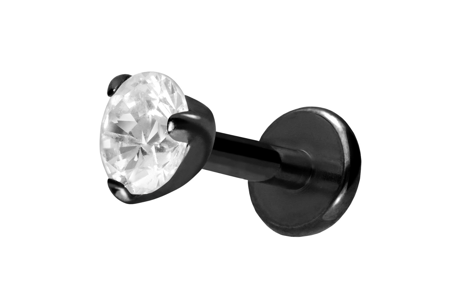 Titan Labret Piercing mit Innengewinde EINGEFASSTER KRISTALL